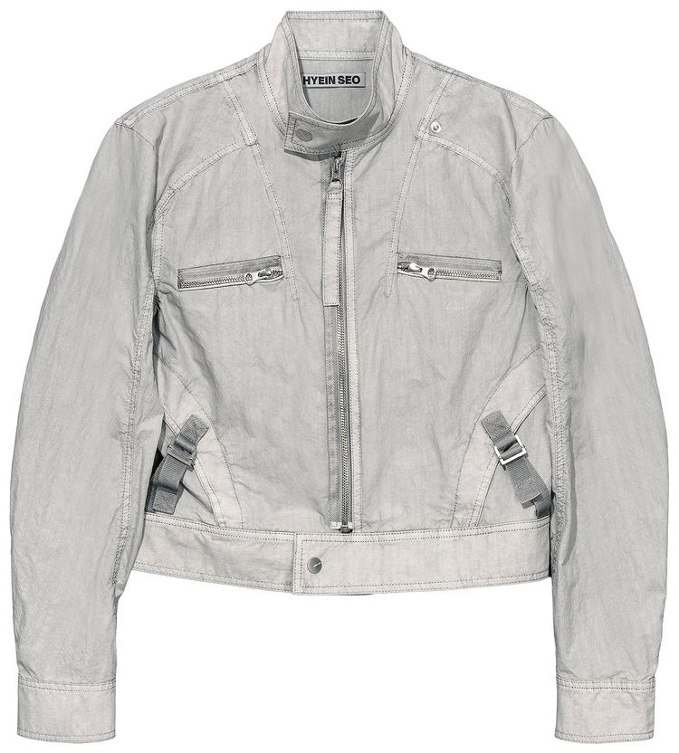 Hyein Seo Dyed Moto Jacket Moon Grey