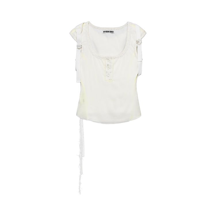 Hyein Seo Back Strap Henley Top White