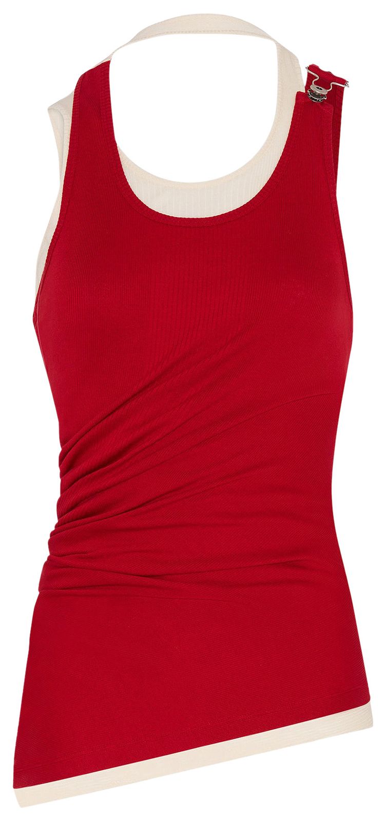 Jean Paul Gaultier Draped Double Tank Top RedEcru