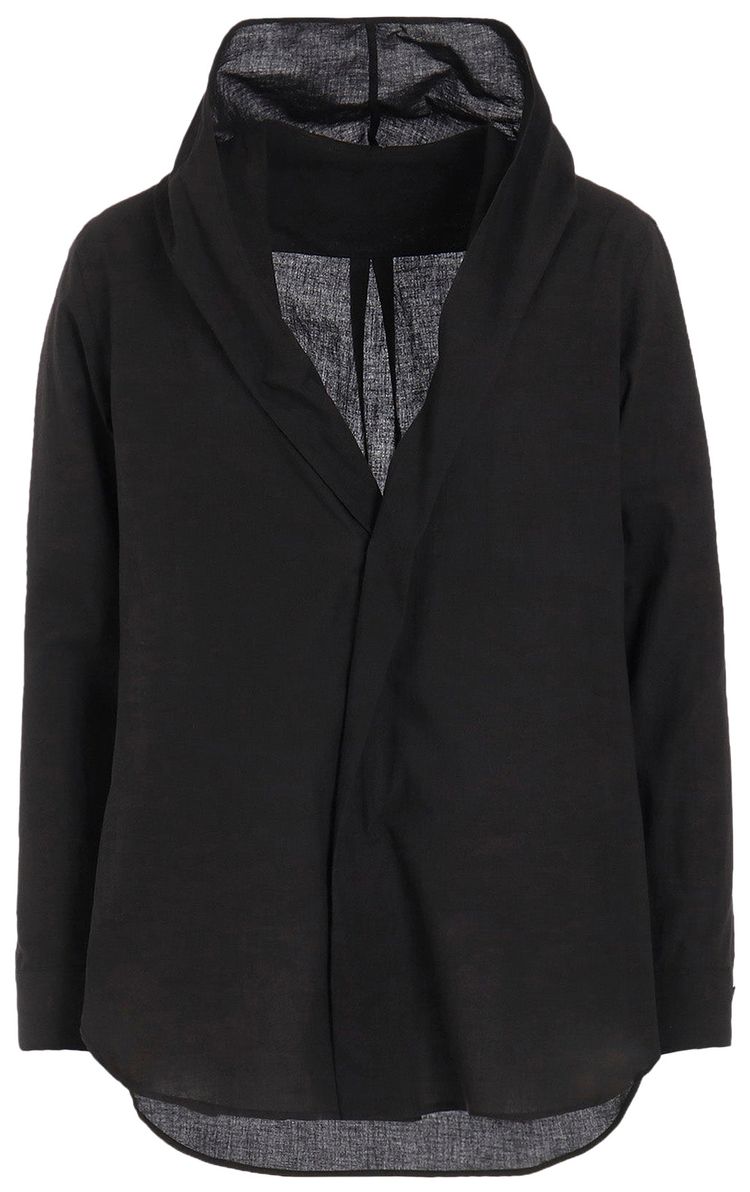 Yohji Yamamoto Draped Detail Hood Dress Black