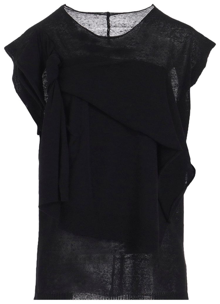 Yohji Yamamoto Draped French Sleeves Top Black