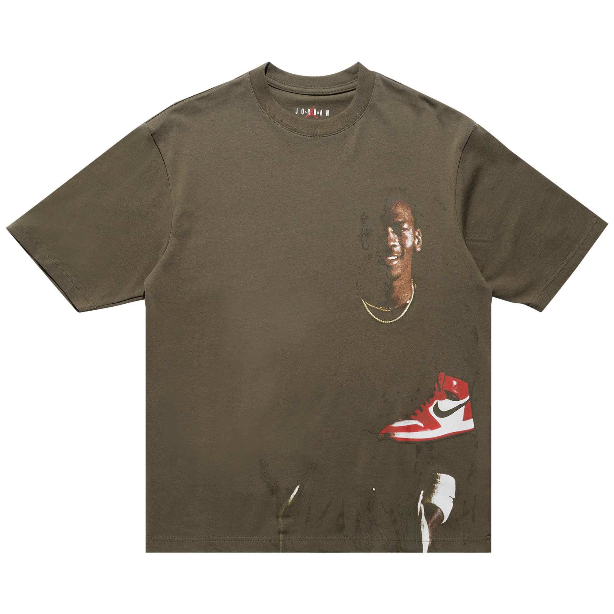 Tシャツ・カットソー Nike jordan men's crewneck t-shirt HQ2666-222 Buy Air Jordan Crewneck T-Shirt 'Medium Olive' - HQ2666 222