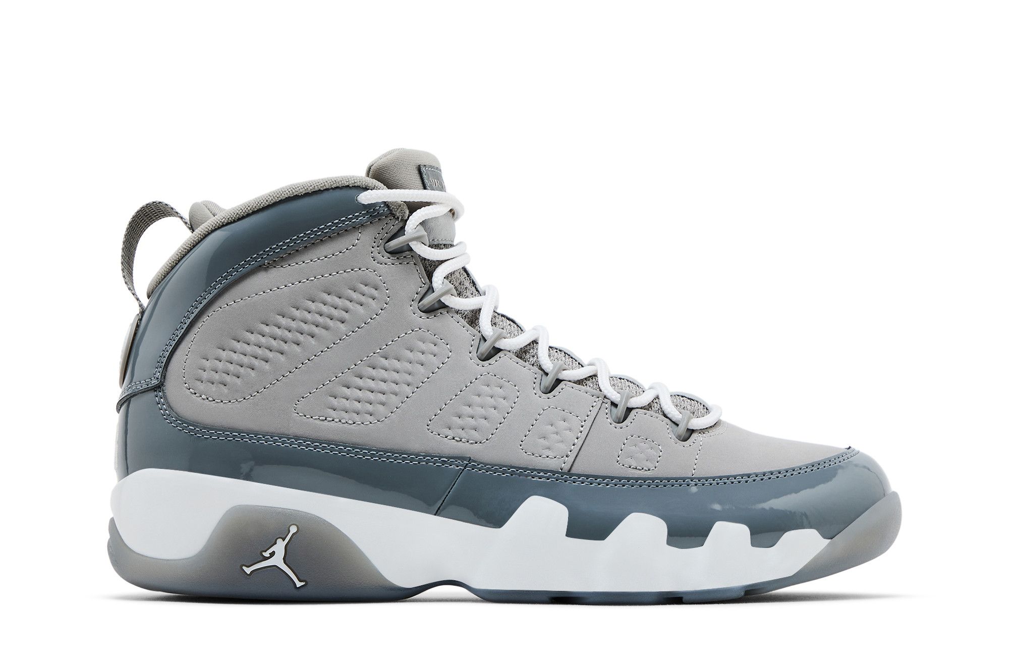 white and grey jordan 9