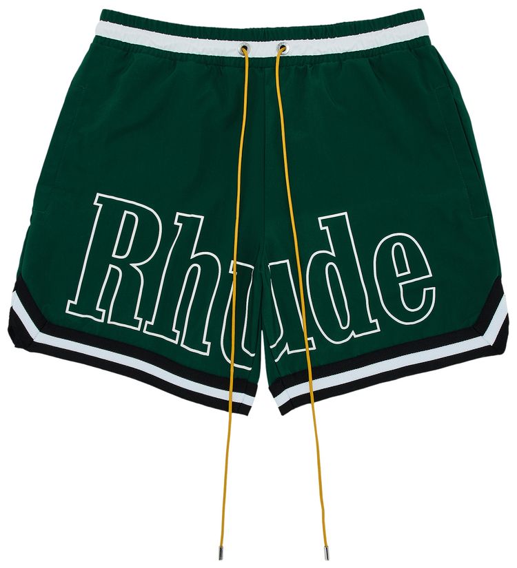 Rhude Logo Basketball Swim Short Forest GreenBlackWhite