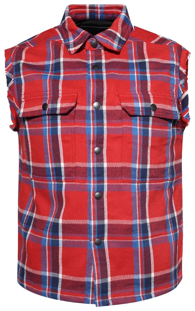 Rick Owens DRKSHDW Sleeveless Cropped Outershirt Red Plaid