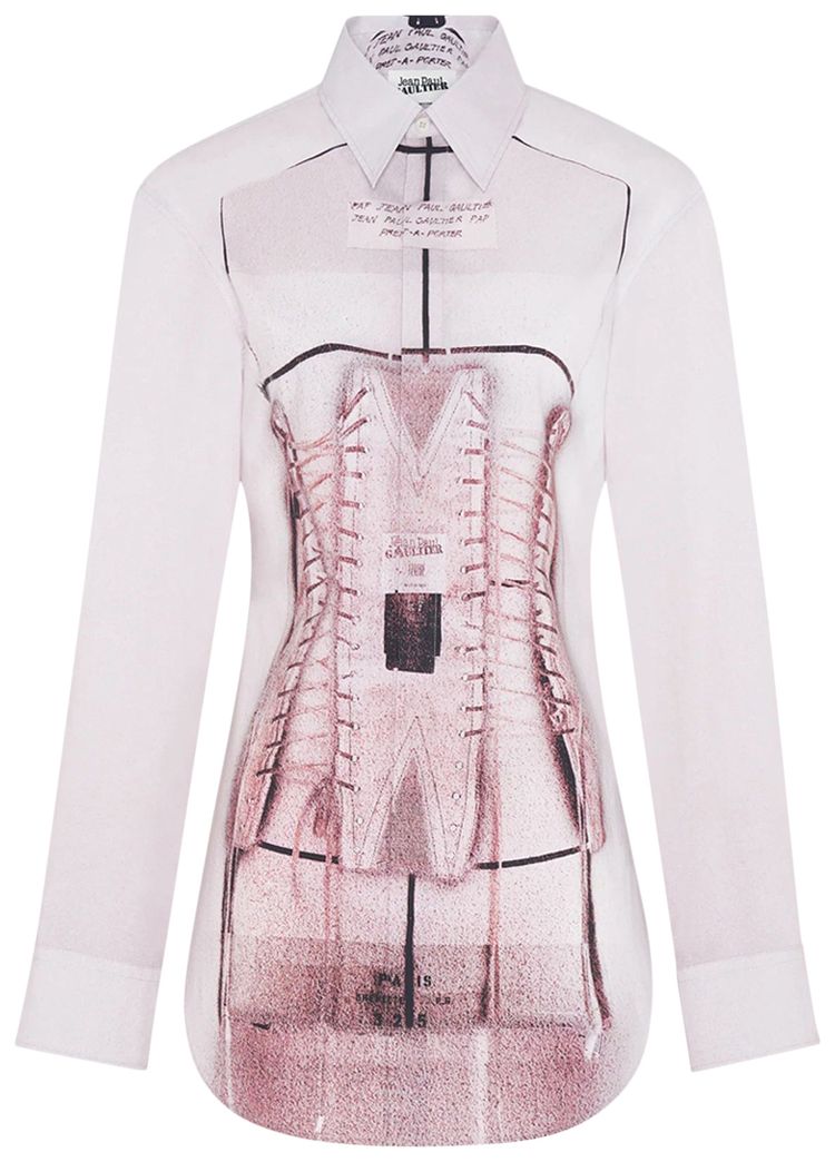 Jean Paul Gaultier Trompe LOeil Corset Shirt Dusty PinkWhiteBlack