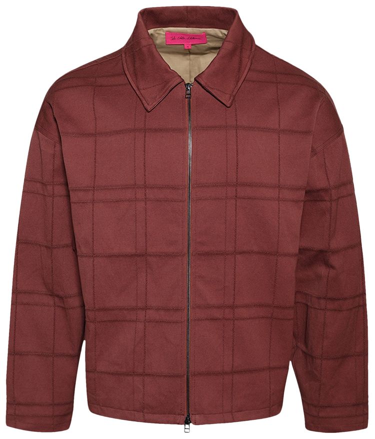 The Elder Statesman Windowpane Boxy Jacket Clay