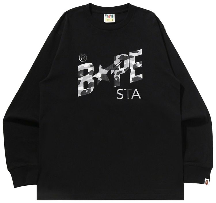 BAPE 1st Camo Sta Long Sleeve Tee BlackGrey