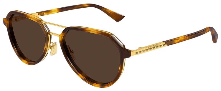 Bottega Veneta Forte Aviator Sunglasses HavanaGoldBrown