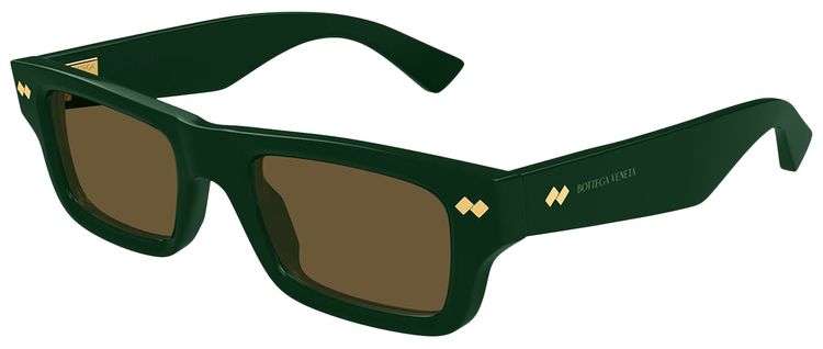 Bottega Veneta Dizzy Square Sunglasses GreenBrown