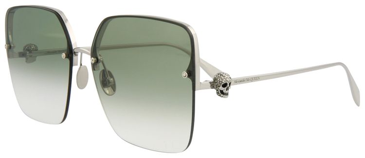 Alexander McQueen Square Sunglasses SilverGreen