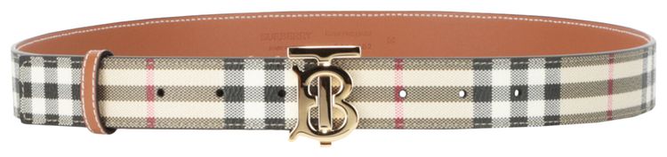 Burberry TB Vintage Check Leather Belt Vintage CheckLight Gold