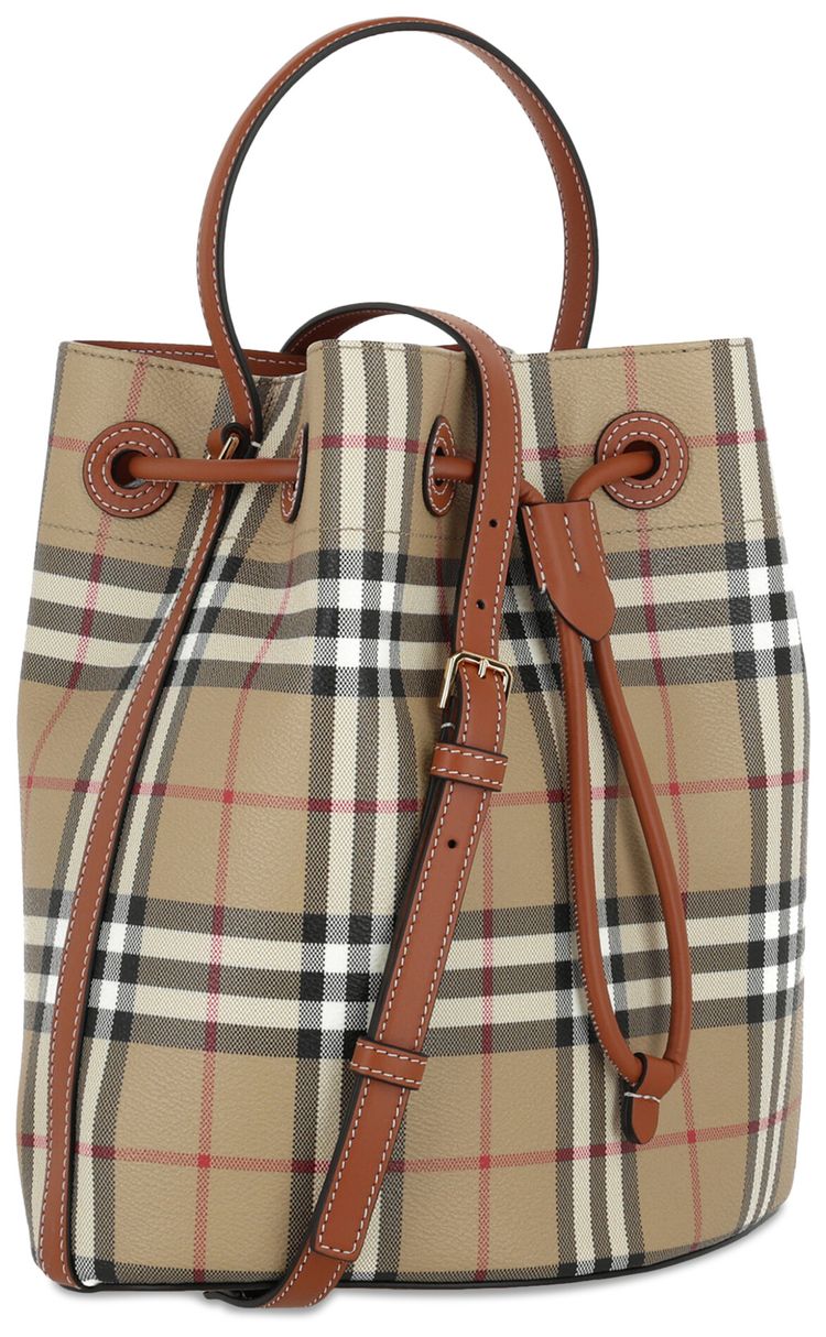 Burberry Small TB Bucket Bag Vintage CheckBriar Brown