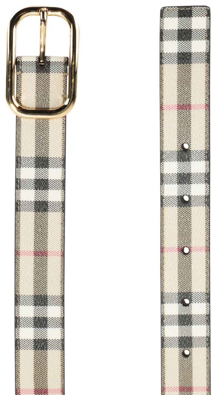 Burberry Check Leather Belt Archive BeigeGold