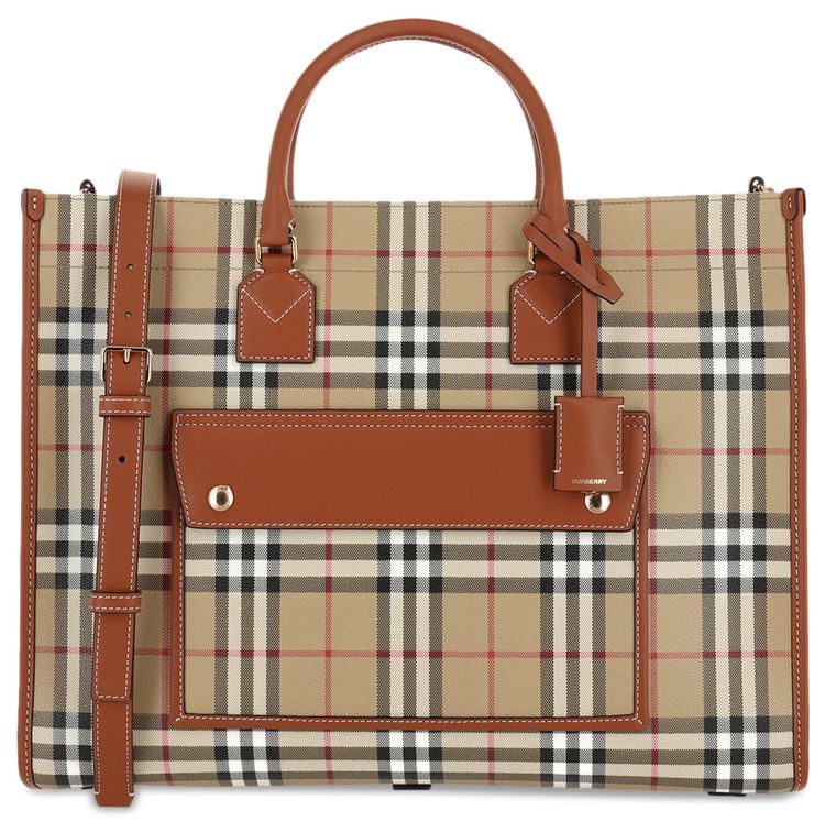 Burberry Medium Freya Tote Vintage CheckBriar Brown