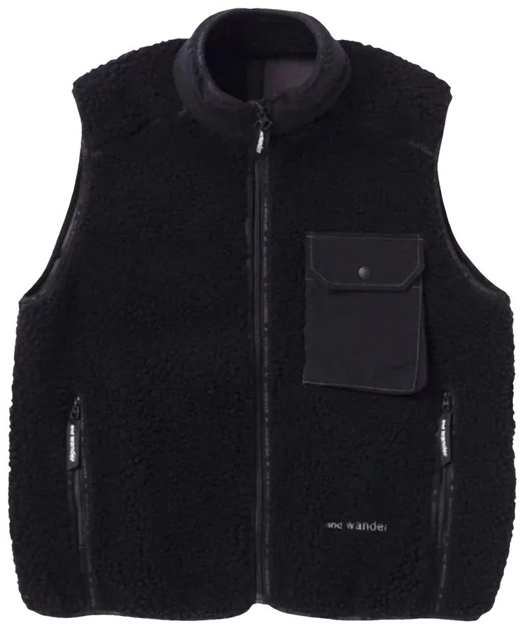 And Wander Wool Boa Vest Black