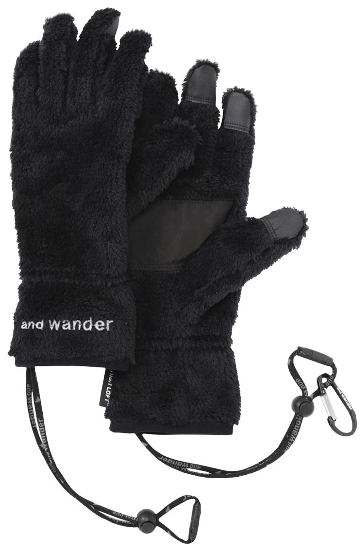 And Wander High Loft Fleece Gloves Black
