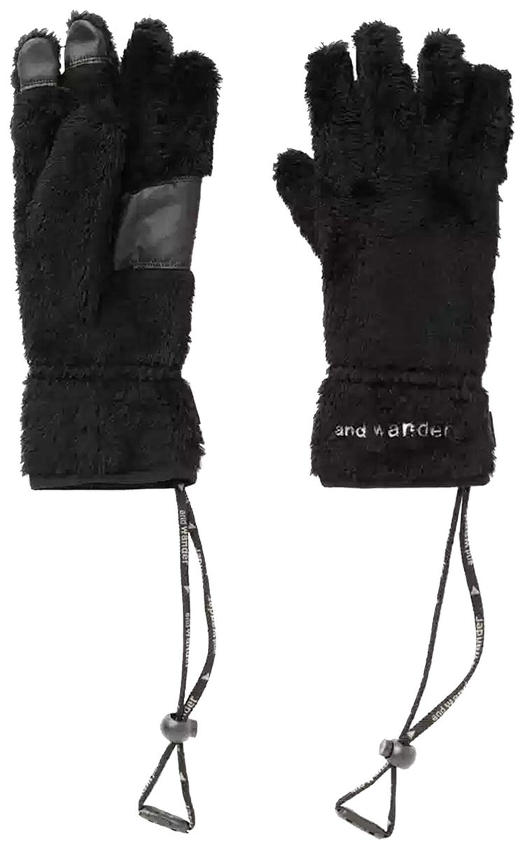 And Wander High Loft Fleece Gloves Black