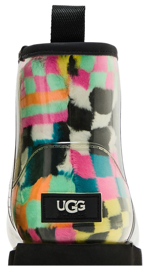 UGG Wmns Classic Clear Mini Boot Black Multi Color Checkerboard