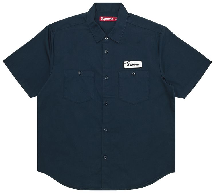 Supreme Bitch Short Sleeve Work Shirt Navy