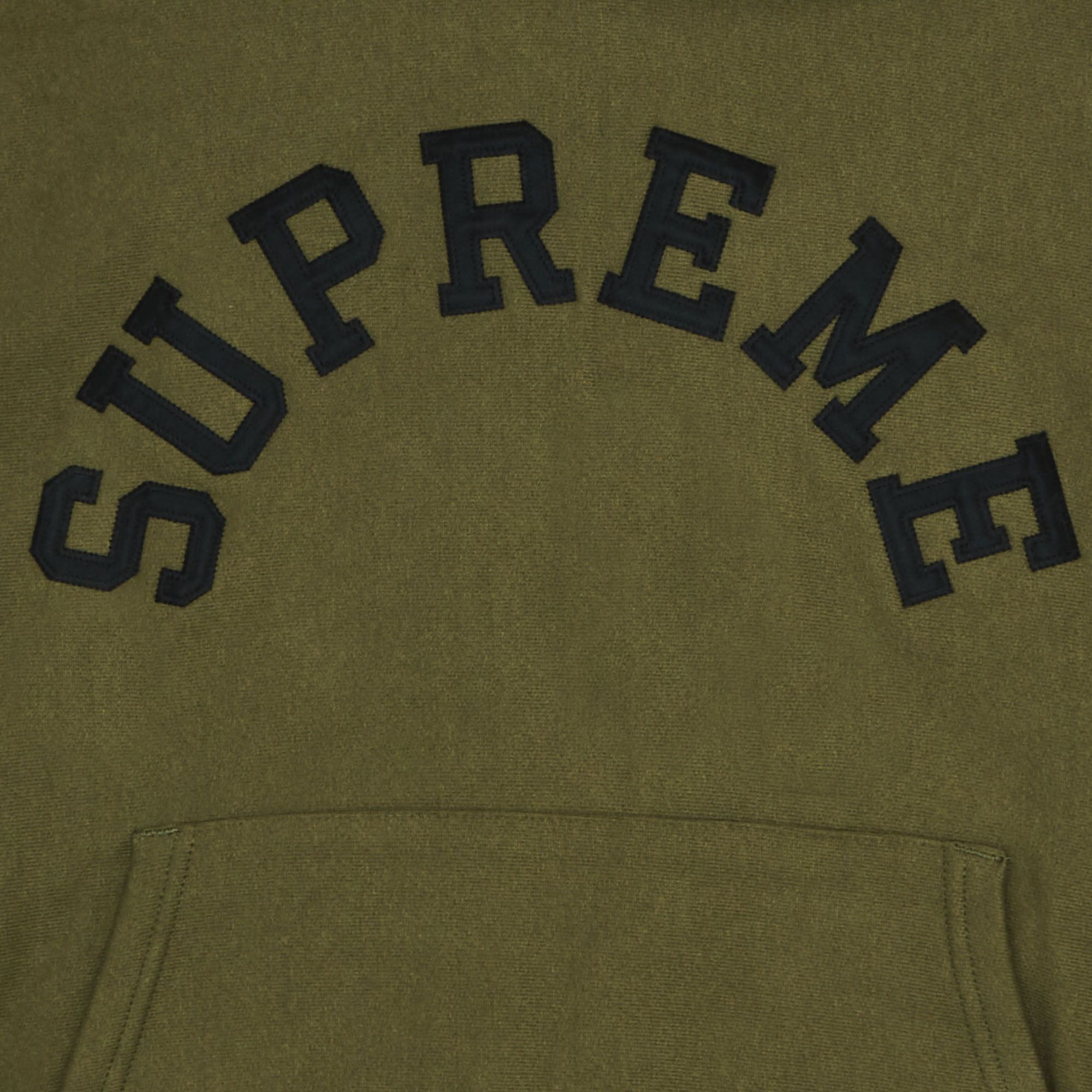 Supreme Champion Label Hooded Sweatshirt Olive - FW18 - US