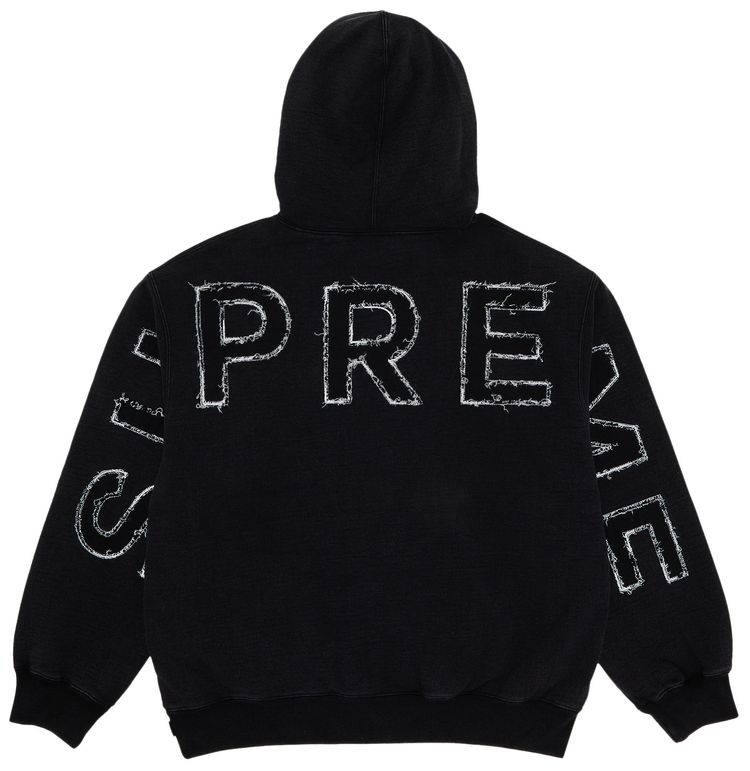 Supreme Frayed Hooded Sweatshirt Black