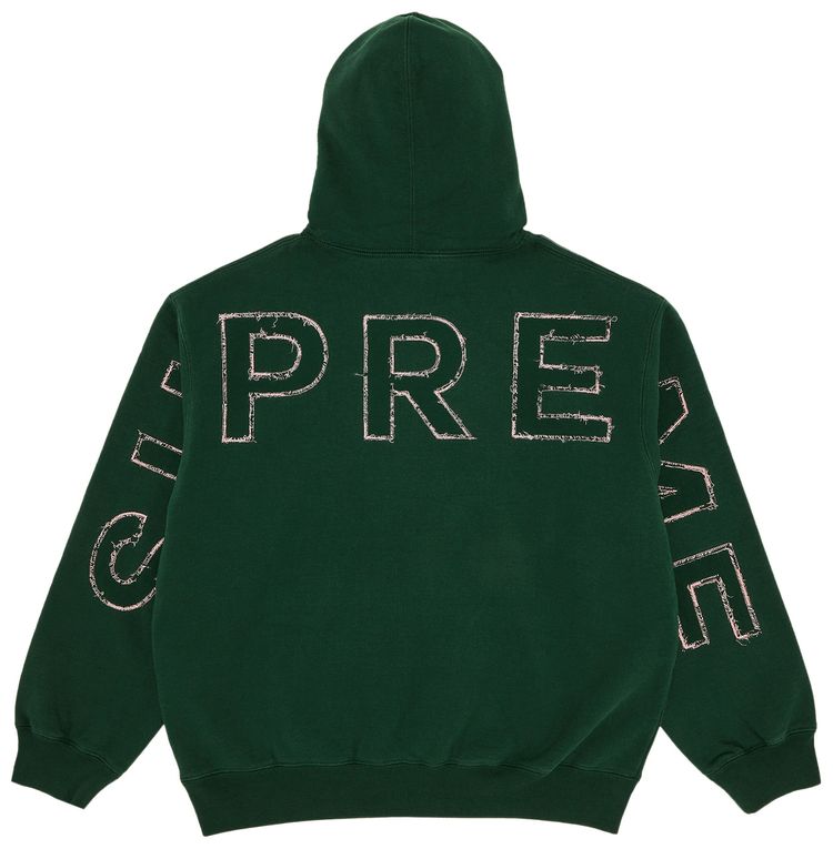 Supreme Frayed Hooded Sweatshirt Pine
