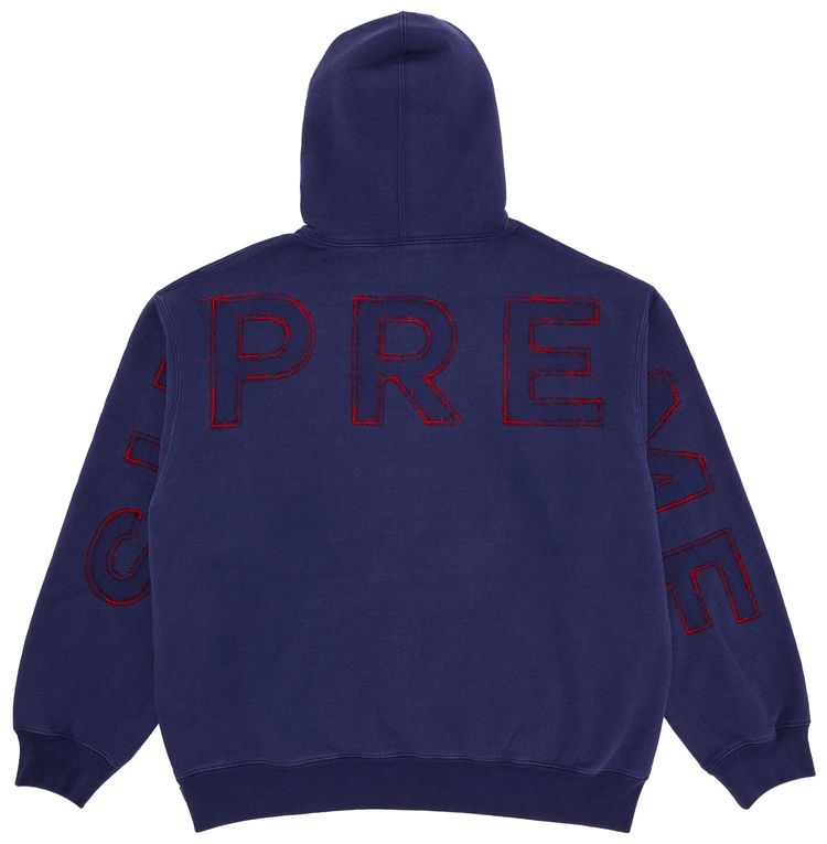 Supreme Frayed Hooded Sweatshirt Washed Navy