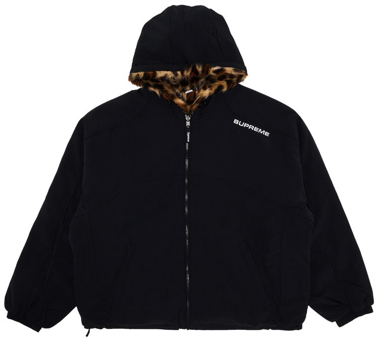 Supreme Faux Fur Reversible Hooded Track Jacket Black