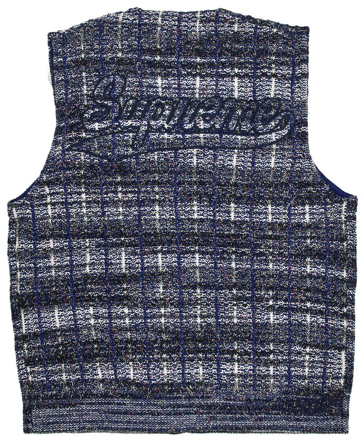 Supreme Speckled Zip Up Sweater Vest Blue