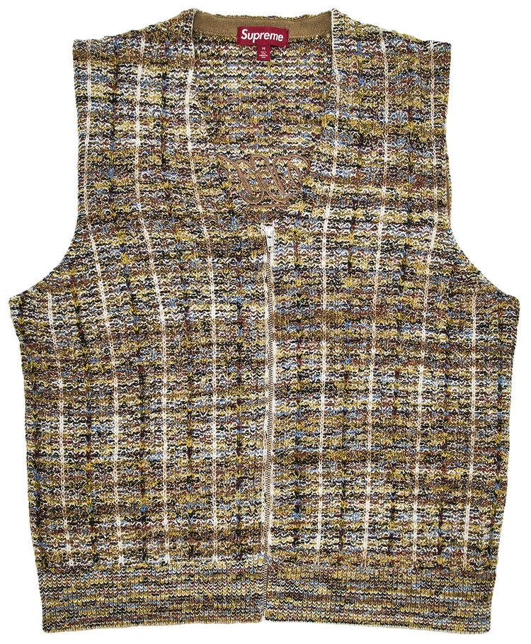 Supreme Speckled Zip Up Sweater Vest Tan