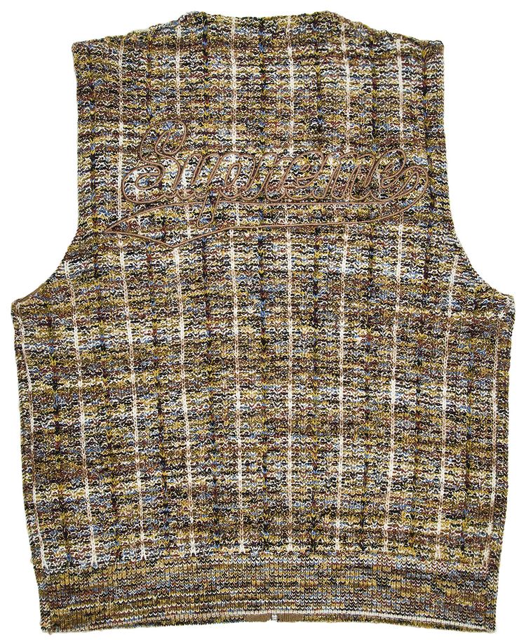 Supreme Speckled Zip Up Sweater Vest Tan