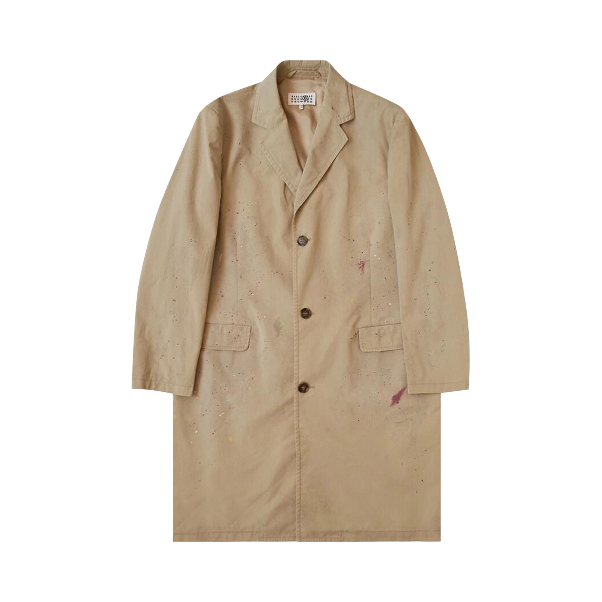 Buy MM6 Maison Margiela Paint Splatter Trench Coat 'Natural