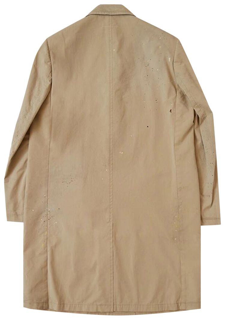 MM6 Maison Margiela Paint Splatter Trench Coat Natural