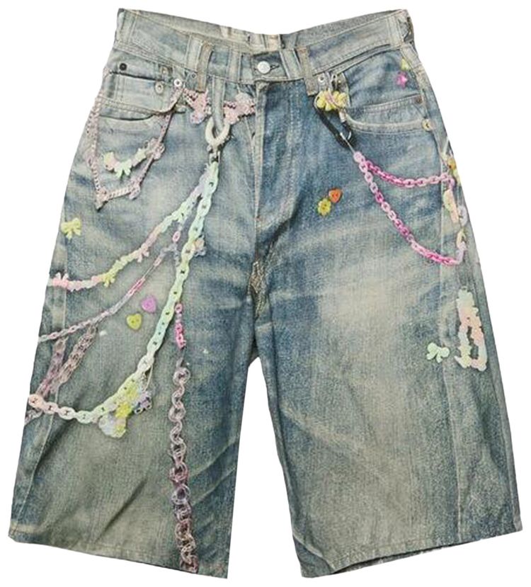 Acne Studios Kawaii Keychains Denim Shorts Blue