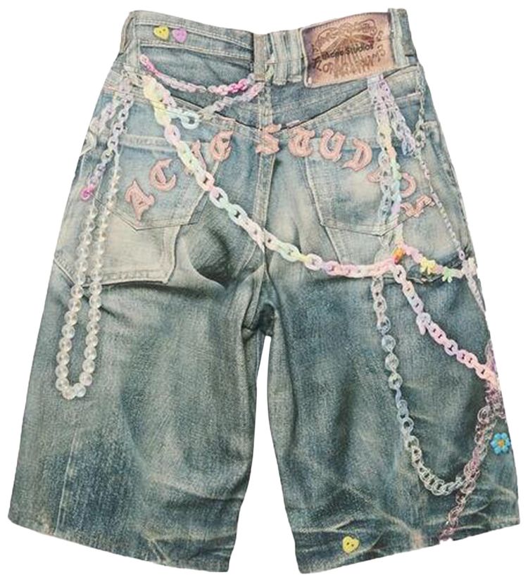 Acne Studios Kawaii Keychains Denim Shorts Blue