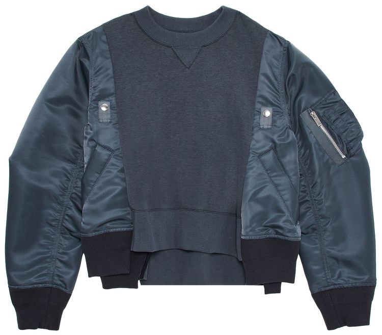 Sacai Sponge Sweat x Nylon Twill Hoodie Blue Grey