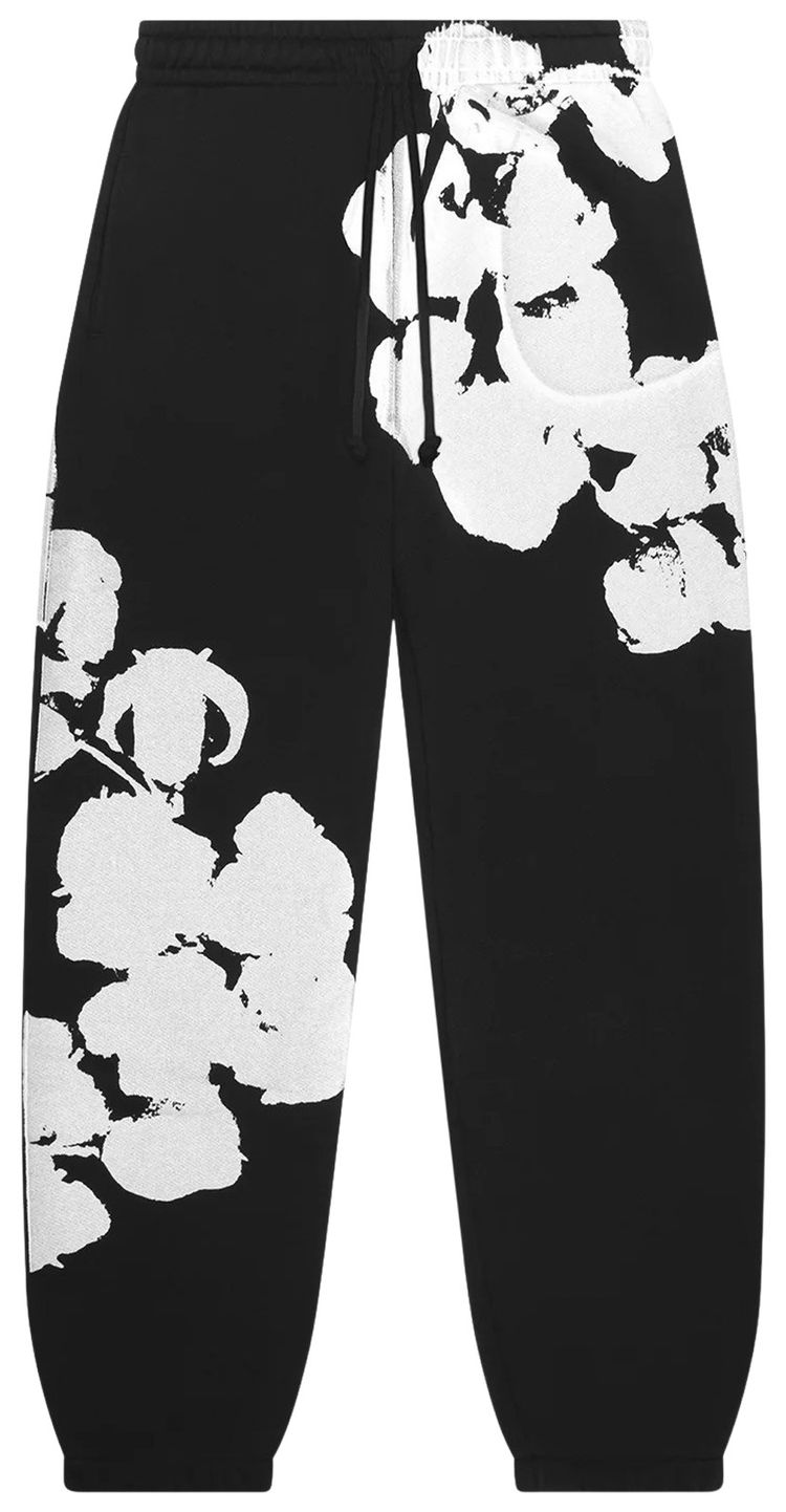 Denim Tears Big Cotton Wreath Sweatpants Black