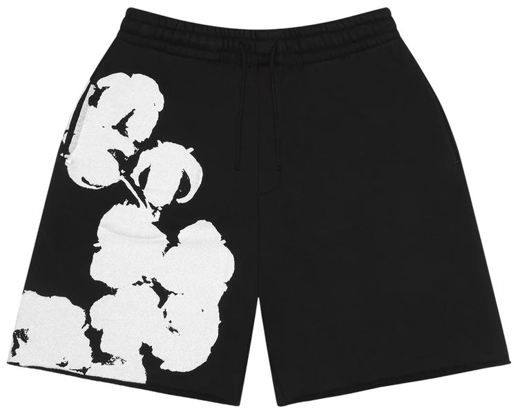 Denim Tears Big Cotton Wreath Sweat Shorts Black