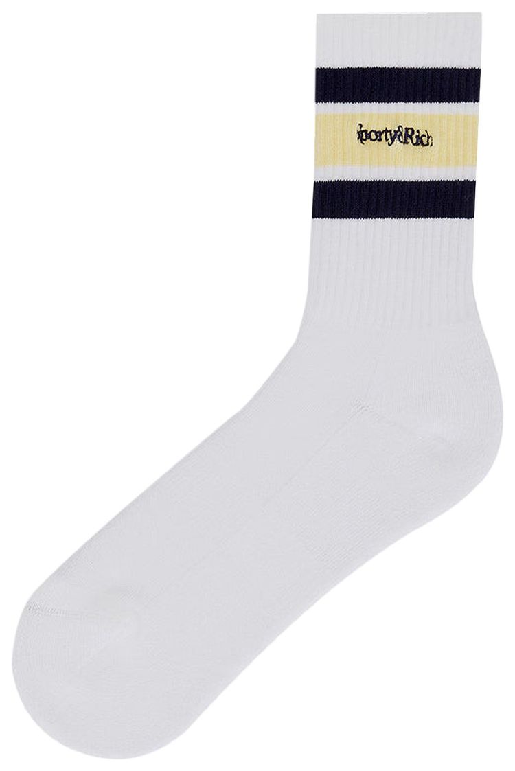 Sporty  Rich Serif Logo Socks WhiteAlmondDark Navy