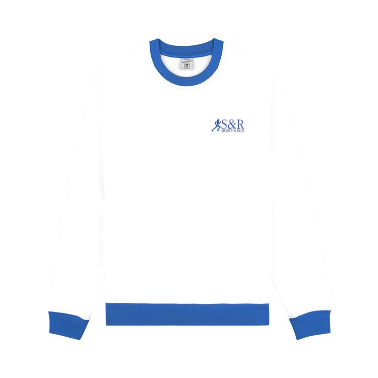 Sporty  Rich Runner Soft Crewneck WhiteTeam Blue