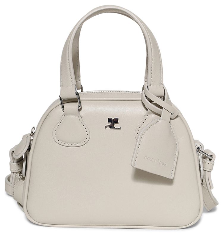 Courreges AC Stud Naplack Mini Bowling Bag White