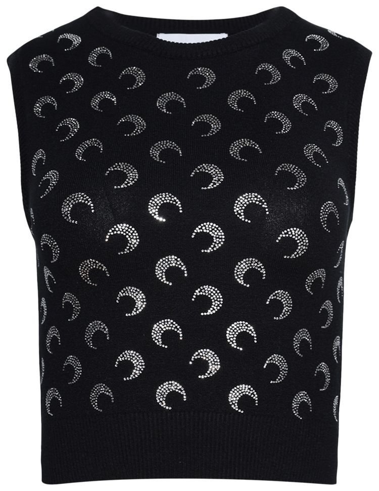 Marine Serre Moon Strass Knit Vest Black