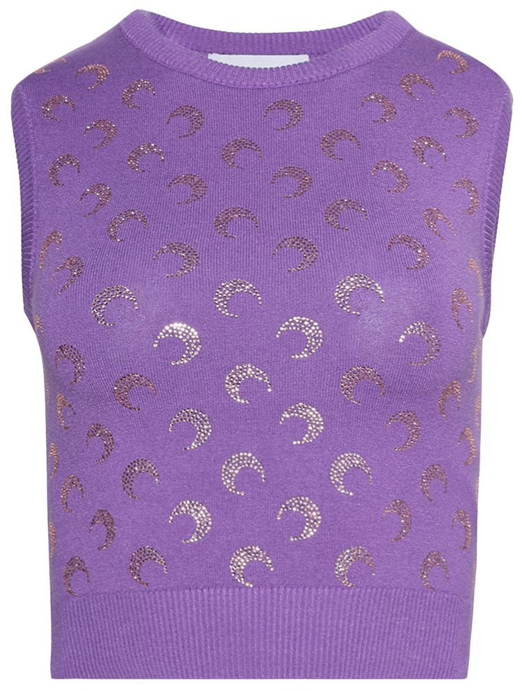 Marine Serre Moon Strass Knit Vest Lavender
