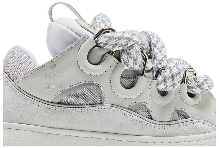 Lanvin Curb Sneakers Snake Laces   White Grey