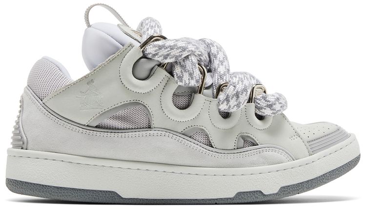 Lanvin Curb Sneakers Snake Laces   White Grey