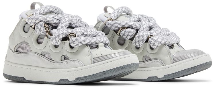 Lanvin Curb Sneakers Snake Laces   White Grey