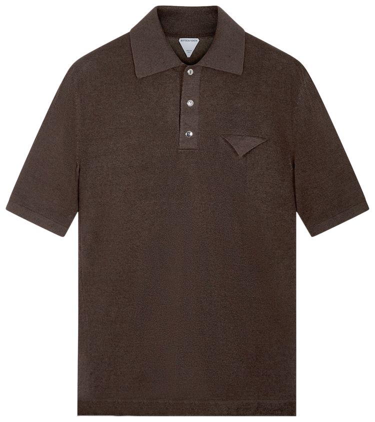 Bottega Veneta Slim Fit Polo Shirt Dark Brown Melange