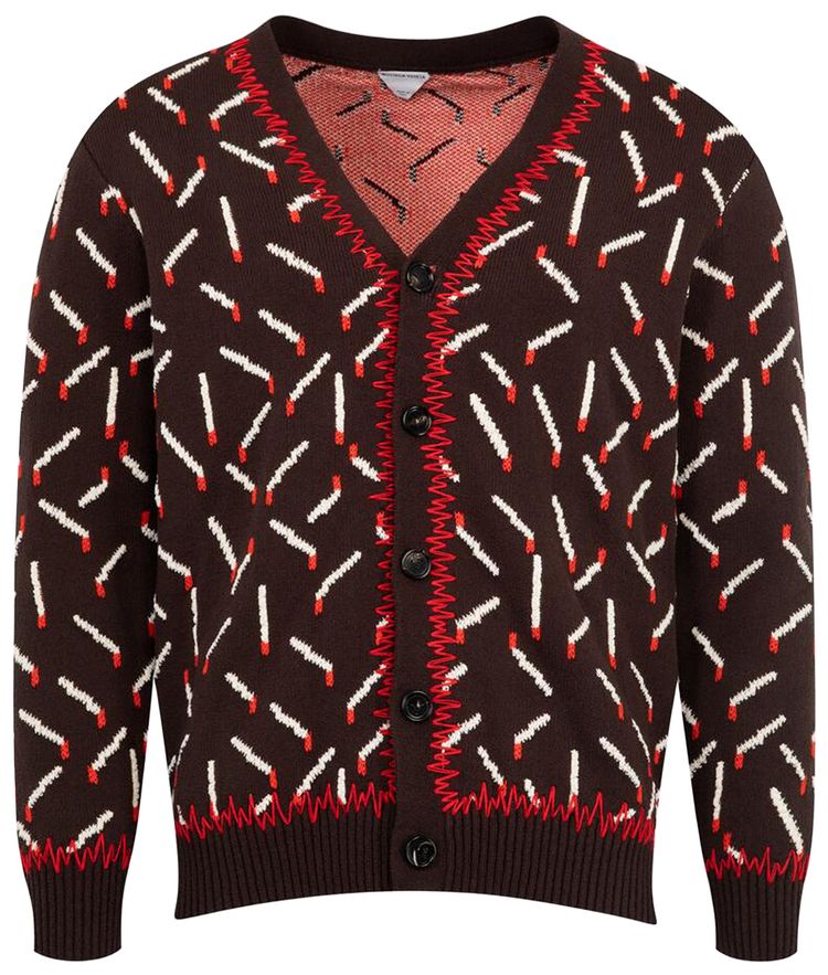 Bottega Veneta Matches Cardigan EbonyChalkTomato
