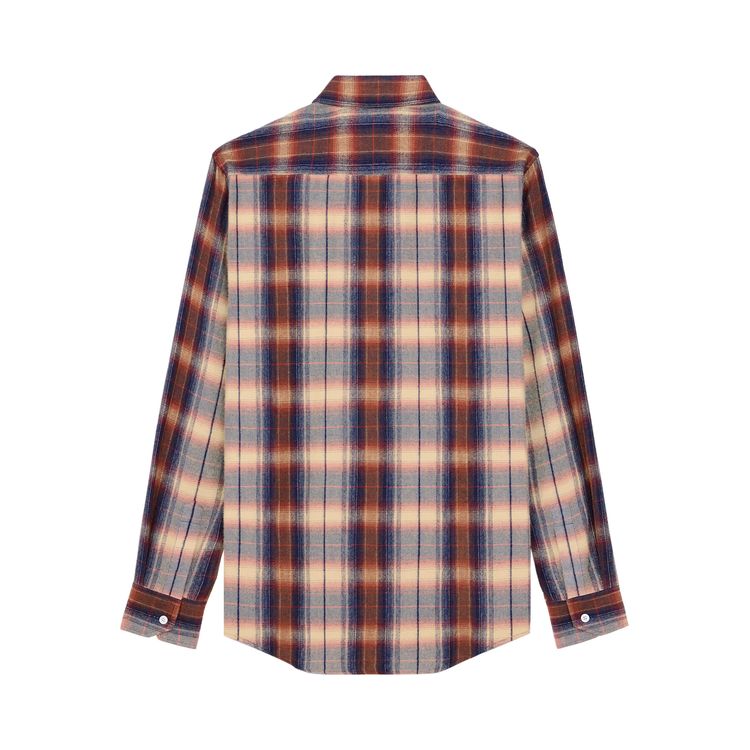 CELINE Check Pattern Viscose Shirt VanillaNavyRed